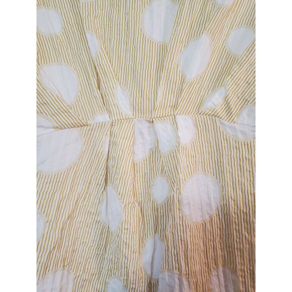 Patrizia Luca Yellow Dot Striped Oversized Cocoon Shirt Top, Women's Size S/M - Picture 10 of 11